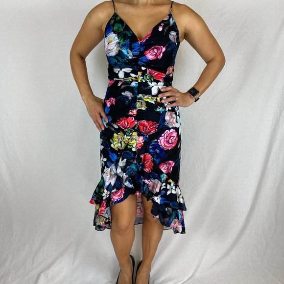 Aidan Mattox Dresses & Skirts - Aidan Mattox Black Floral High Low Dress